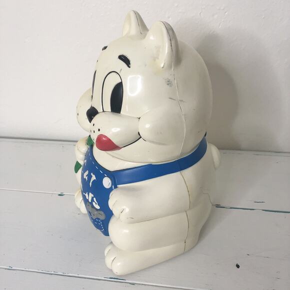 Vintage Meowing Cat Kitty Cookie Jar with Sound Fundamentals 1992 Plastic - Picture 4 of 9
